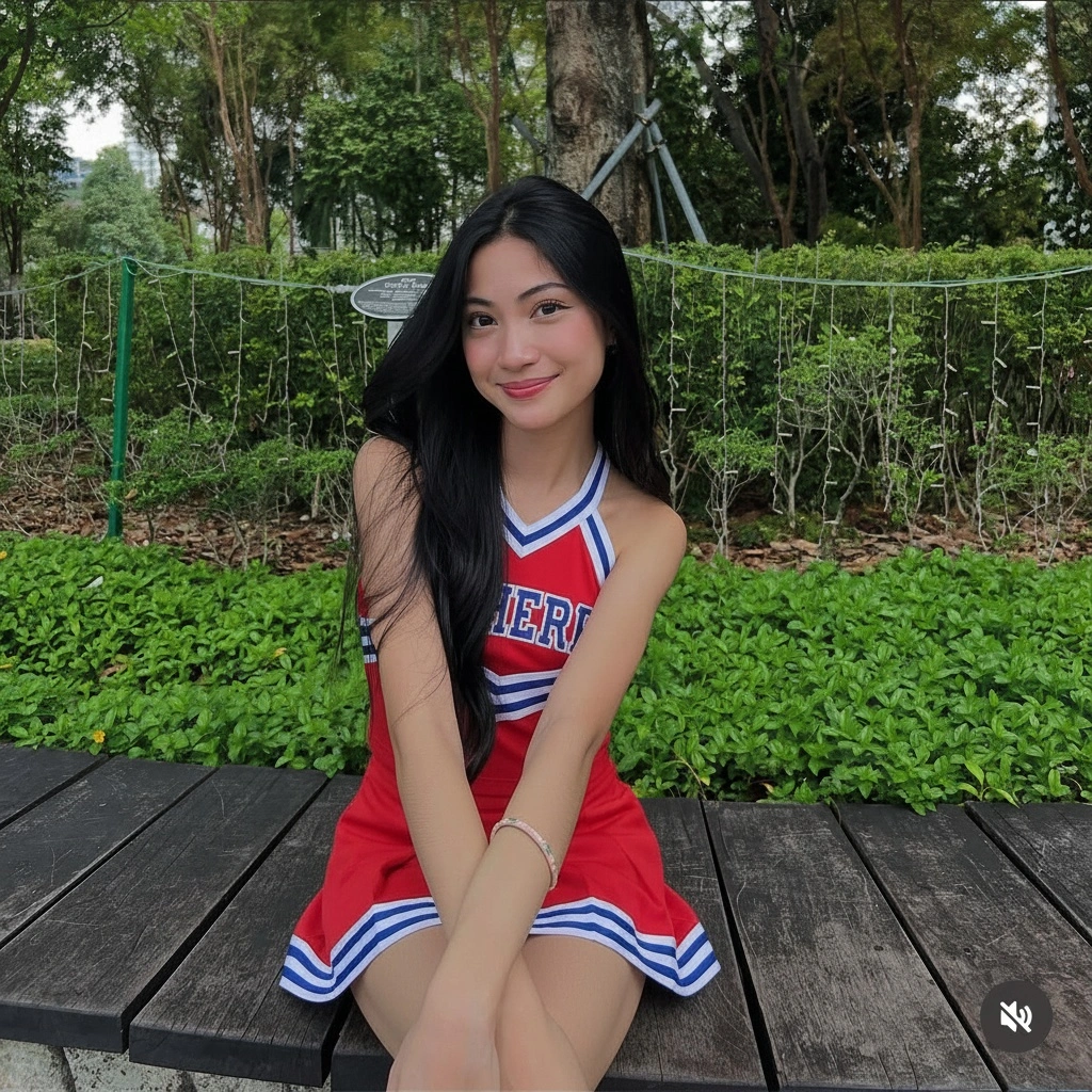 Cheerleader in vibrant outfit with mini skirt