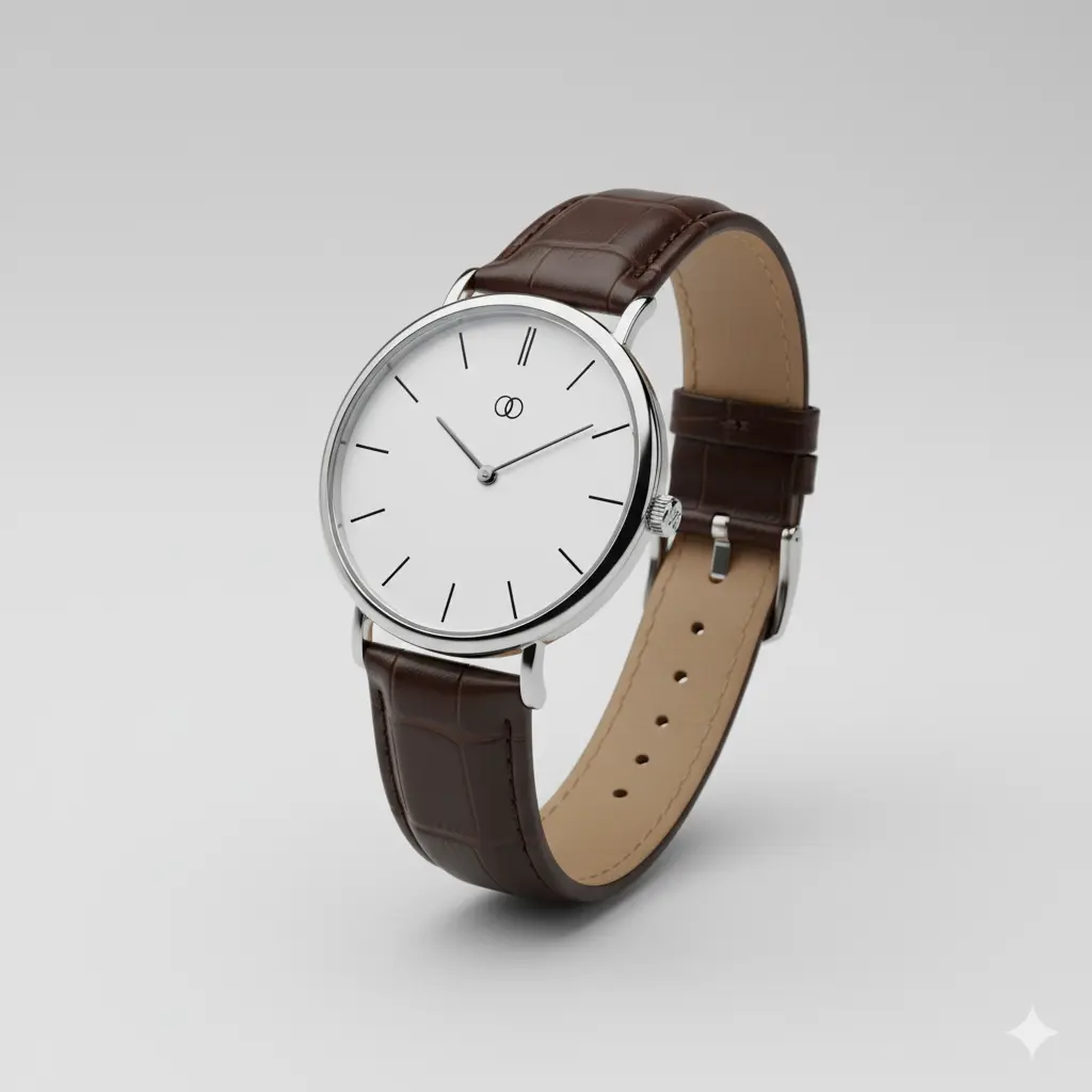 Elegant wristwatch with leather strap and minimalist design