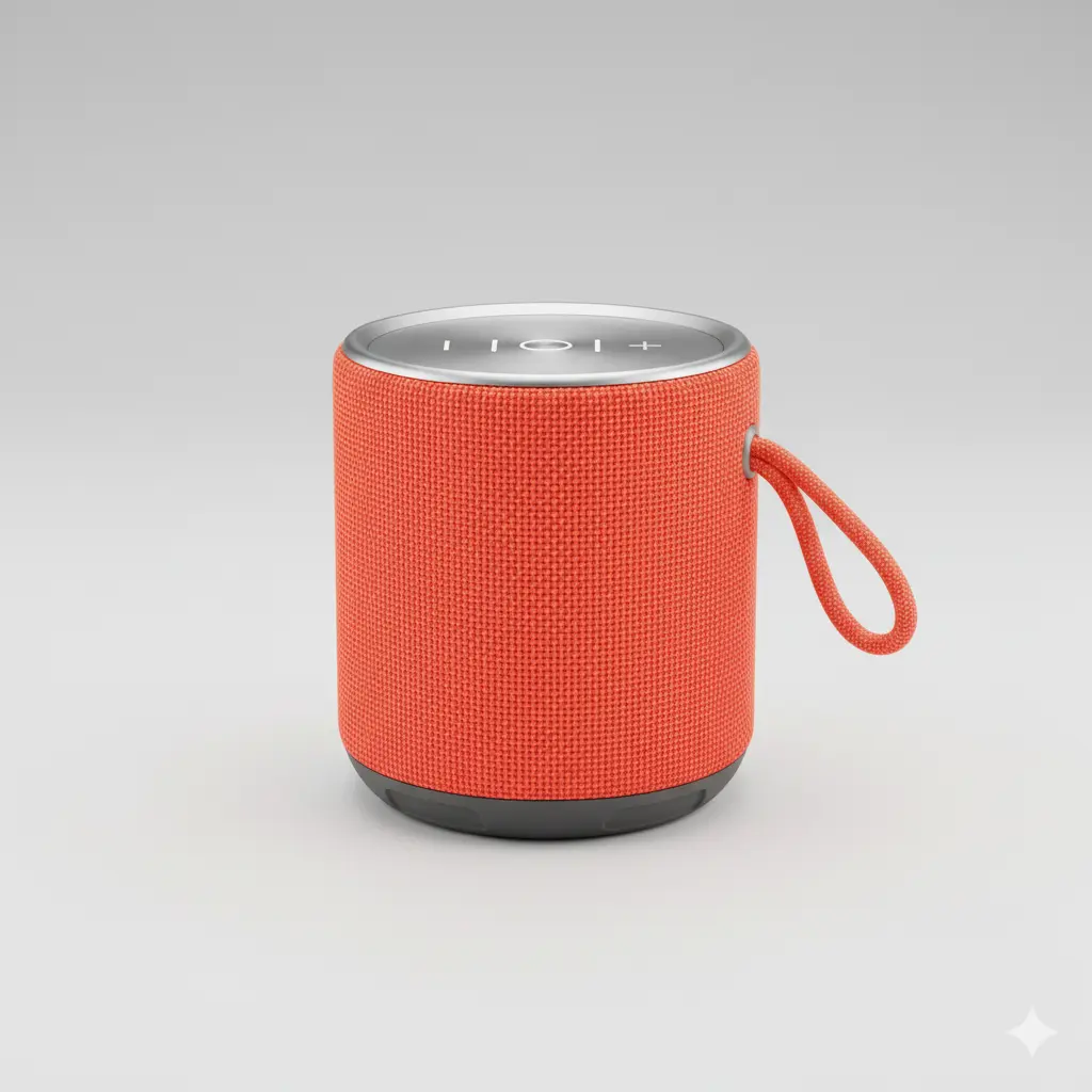 Modern wireless speaker with compact design and vibrant color